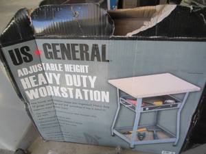 lot 121 image: Metal framed portable workbench wit...