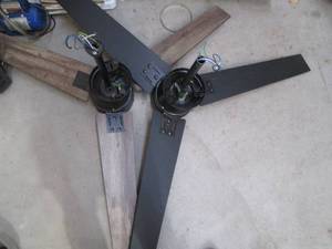 lot 157 image: (2) Triple fin blade ceiling fans...