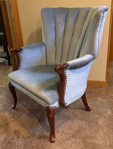 lot 45 image: Vintage Wingback Chair with Rivet Detailing