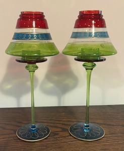 lot 46 image: Pair of Pretty Pier 1 Candleholders with Shades