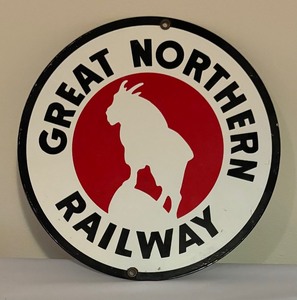 lot 64 image: Vintage Great Northern Railway Metal Sign