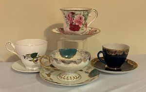 lot 65 image: Dainty Teacups with Saucers by Regency, Countess, Royal Halsey and More