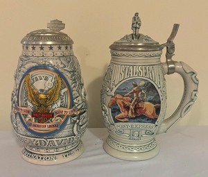 lot 106 image: Harley Davidson and Pony Express Postal Service Steins