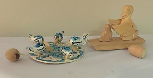 lot 111 image: Two Wooden Russian Duck Figurine Hand Toys