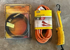 lot 144 image: Pro Light, 25 Foot Extension Cord and Propane Hose Assembly