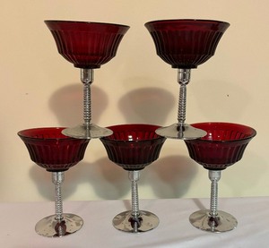 lot 150 image: Vintage Martinsville Ruby Red Stemware