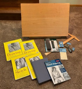 lot 154 image: Drawing Easel, Drawing Paper, Pencils, Ruler and More