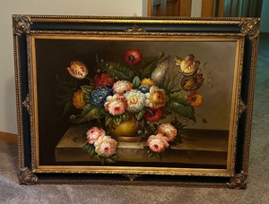 lot 16 image: Stunning Floral Still Life Print by F. Torrisi
