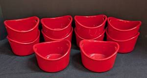 lot 91 image: Rachael Ray Small Red Ceramic Baking Dishes