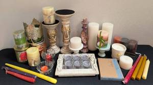 lot 98 image: Large Variety of Candles and Candleholders