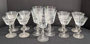 lot 137 image: Vintage Etched Wine Glasses
