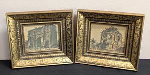 lot 139 image: Pair of Small Frames Hand Colored Grecian Prints
