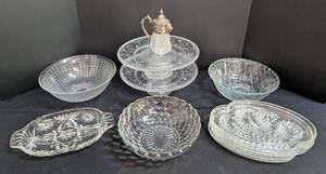 lot 169 image: Assorted Cut  Pressed Glass Serving Ware