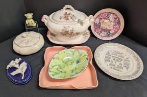 lot 176 image: Variety of Vintage Painted Dishes