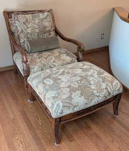 lot 35 image: Guild Craft Oversized Upholstered Armchair and Ottoman
