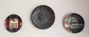 lot 26 image: Three Signed Studio Pottery Hanging Wall Plates