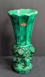 lot 30 image: Czech Bohemia Malachite Glass Vase