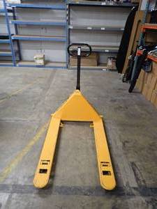 lot 54 image: LiftRite Pallet Jack with 21 between the forks  In very nice condition 