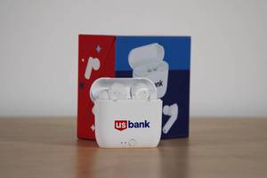 lot 24 image: U.S. Bank Branded Wireless Bluetooth Earbuds  MSRP $20
