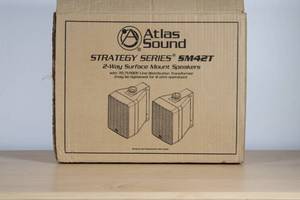 lot 43 image: Atlas Sound Strategy Series SM42T 2-Way Surface Mount Speakers (Set of 2, Missing 1)  MSRP $319.96
