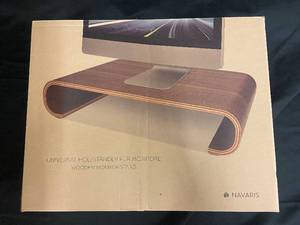 lot 27 image: Navaris Black Oak Wooden Monitor Stand