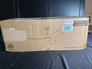 lot 120 image: Unopened 52-Inch DC Fan Light with Wood Grain Blade Finish