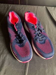 lot 137 image: Pair of Womens Athletic Shoes with Pink and Navy Design - Size 42