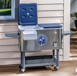lot 78 image: Tommy Bahama 100-quart Stainless Steel Rolling Cooler
