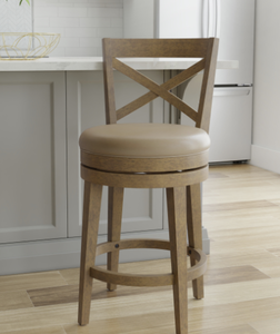 lot 51 image: HH2 Home Wood X Back Counter Height Swivel Stool