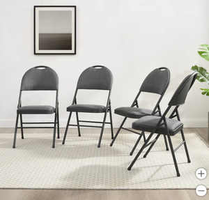 lot 24 image: MaxChief Upholstered Metal High Back Folding Chair 4-Pack