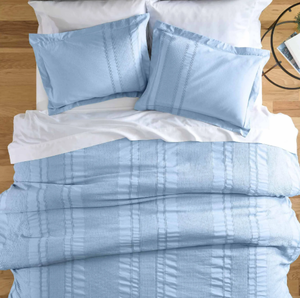 lot 366 image: Better Homes & Gardens 3-Piece Blue Waffle Stripe Comforter Set, Adult King