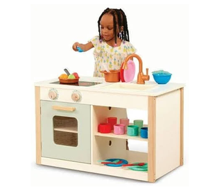 lot 367 image: Battat Two n One Wooden Kitchen Cafe with Dishes and Chalkboard, Toddler and Preschool Toys