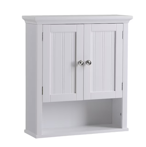 lot 385 image: OSHOME Pleasant White 22.0-Inches x 25.5-Inches x 7.9-Inches Pleasant White Bathroom Wall Cabinet