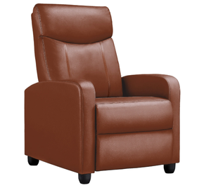 lot 610 image: COMHOMA Push Back Recliner with Thick Padded Seat, Brown