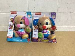 lot 500 image: LOT OF 2 Fisher Price Laugh & Learn Smart Stages Puppy Plush