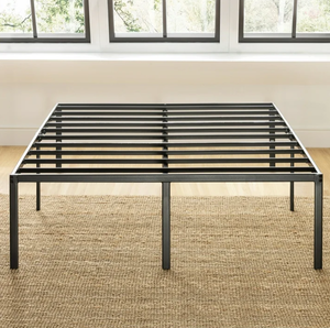 lot 103 image: Queen Size Mellow 18 Metal Platform Bed Frame, Heavy-Duty Steel Slats