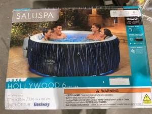 lot 85 image: SaluSpa Hollywood AirJet Inflatable Circle Hot Tub Spa with Color-Changing LED Lights 4-6 Person with Pump #P08411