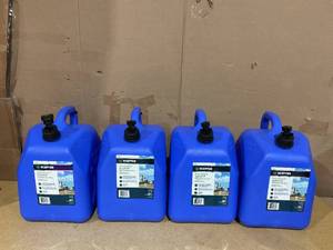 lot 175 image: LOT OF 4 Scepter Flow Control 5 Gallon Water Jug with Spigot, Leak-Proof Heavy Duty Water Can for Camping Supplies