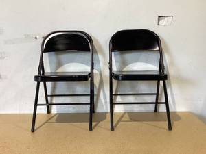 lot 641 image: LOT OF 2 All Steel Folding Chair Reinforced Frame Black