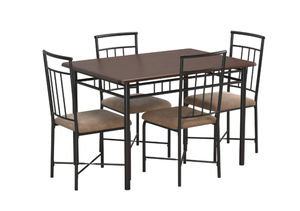 lot 260 image: Mainstays Louise Traditional 5-Piece Wood & Metal Dining Set, Deep Walnut
