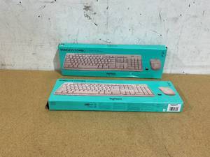 lot 526 image: LOT OF 2 Logitech Wireless Keyboard and Mouse Combo for Windows, 2.4 GHz Wireless, Compact Mouse