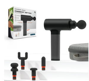lot 326 image: Sharper Image Powerboost Deep Tissue Percussion Massager Version 3.0, Massage Gun w 5 Attachments, 6 Speed Settings