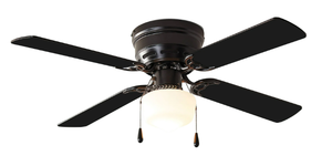 lot 206 image: Mainstays 42 Inch Hugger Indoor Ceiling Fan with Light Kit, Black, 4 Blades