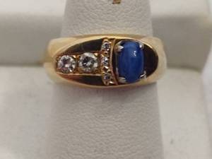 Men's 14K Gold & Star Sapphire Ring