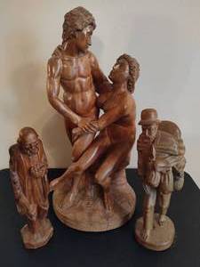 lot 14 image: Hand Carved Wood Statues