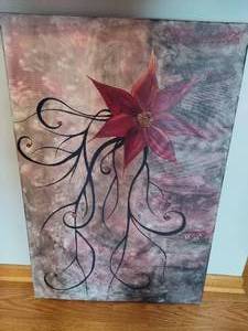 lot 115 image: Large Floral Canvas Wall Art