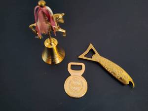 lot 76 image: Brass Bell & Bottle Openers