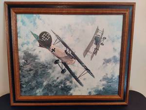 lot 114 image: WW1 Flyboy vs Green Tailed Albatross Framed Art