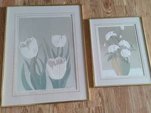 lot 143 image: Embossed Floral Framed Art - Signed with COA