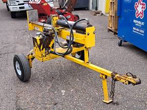 lot 4 image: PowerTek Gasoline-Powered Log Splitter  Trailered (Yellow)
